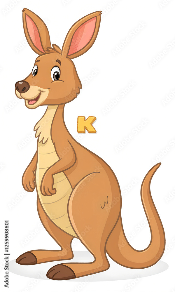 This is a cartoon image of a kangaroo with a letter K on its back.
This is a cartoon image of a kangaroo with a letter K on its back.