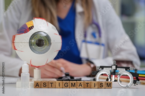 Bilde på lerret This eye model vividly illustrates astigmatism within a clinical setting, which