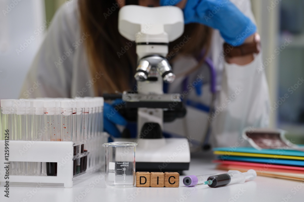 A dedicated scientist meticulously examines various samples under a powerful microscope in a modern laboratory setting