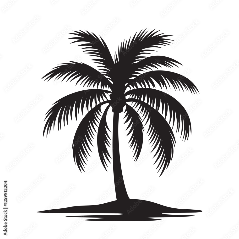 Fototapeta premium Palm tree silhouette vector isolated design element