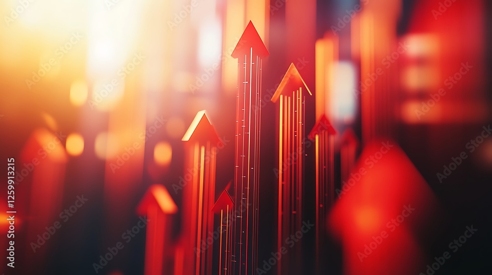 3D Bar Graph with Upward Arrow and Plants, A 3D bar graph with an upward arrow surrounded by potted plants, symbolizing growth and success in a natural setting 3D Bar Graph with Upward Arrow and Plants, A 3D bar graph with an upward arrow surrounded by potted plants, symbolizing growth and success in a natural setting