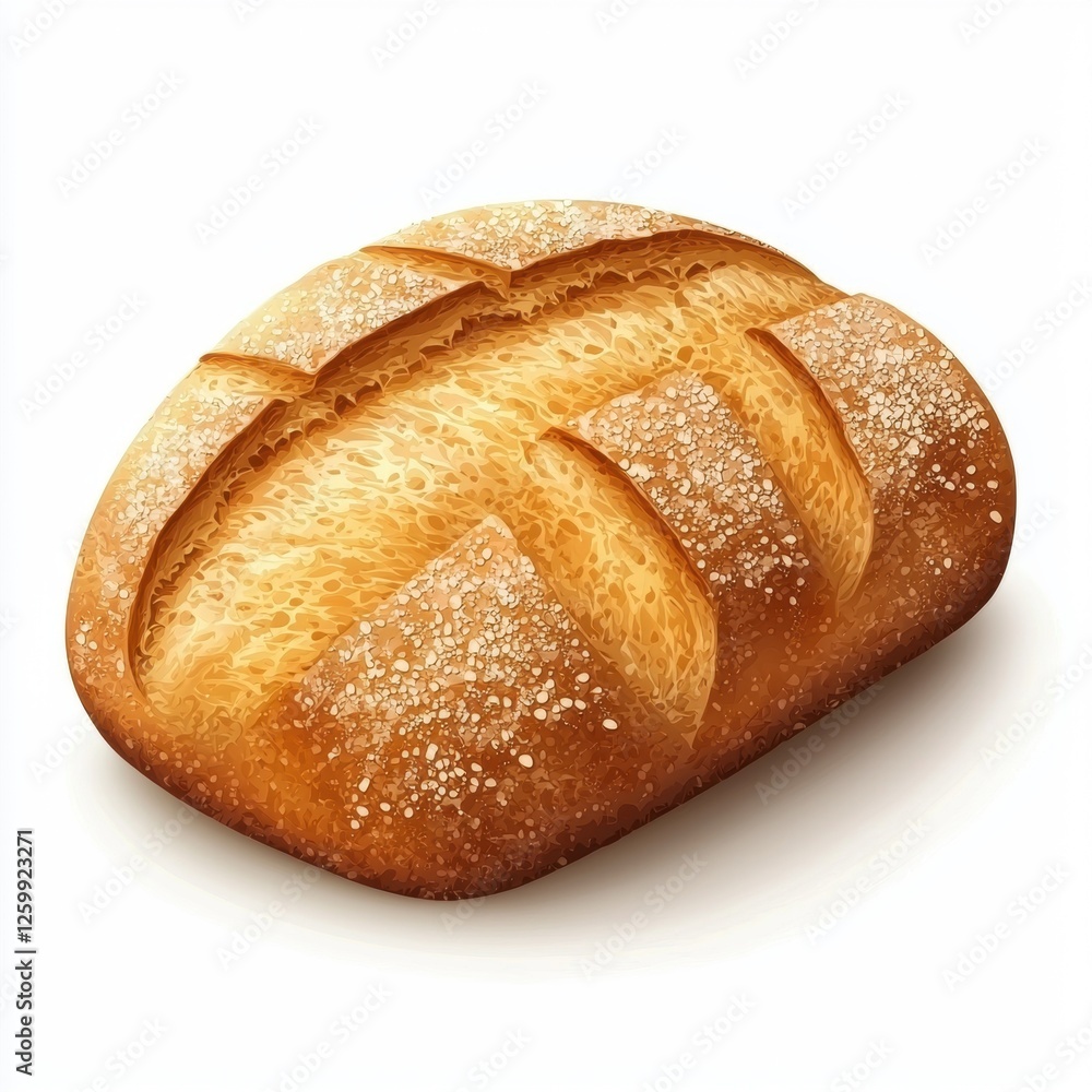 Loaf of Sourdough Bread with crispy crust, isolated on white Loaf of Sourdough Bread with crispy crust, isolated on white