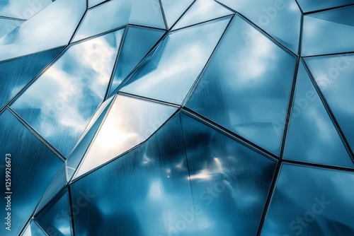 Wallpaper Mural Angular blue facade reflecting clouds at modern architectural building during daytime Torontodigital.ca