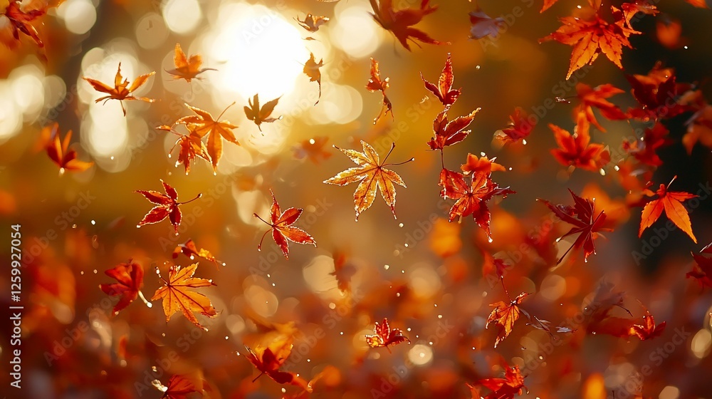 Autumn leaves falling, sunlight bokeh background, nature scene, seasonal wallpaper Autumn leaves falling, sunlight bokeh background, nature scene, seasonal wallpaper