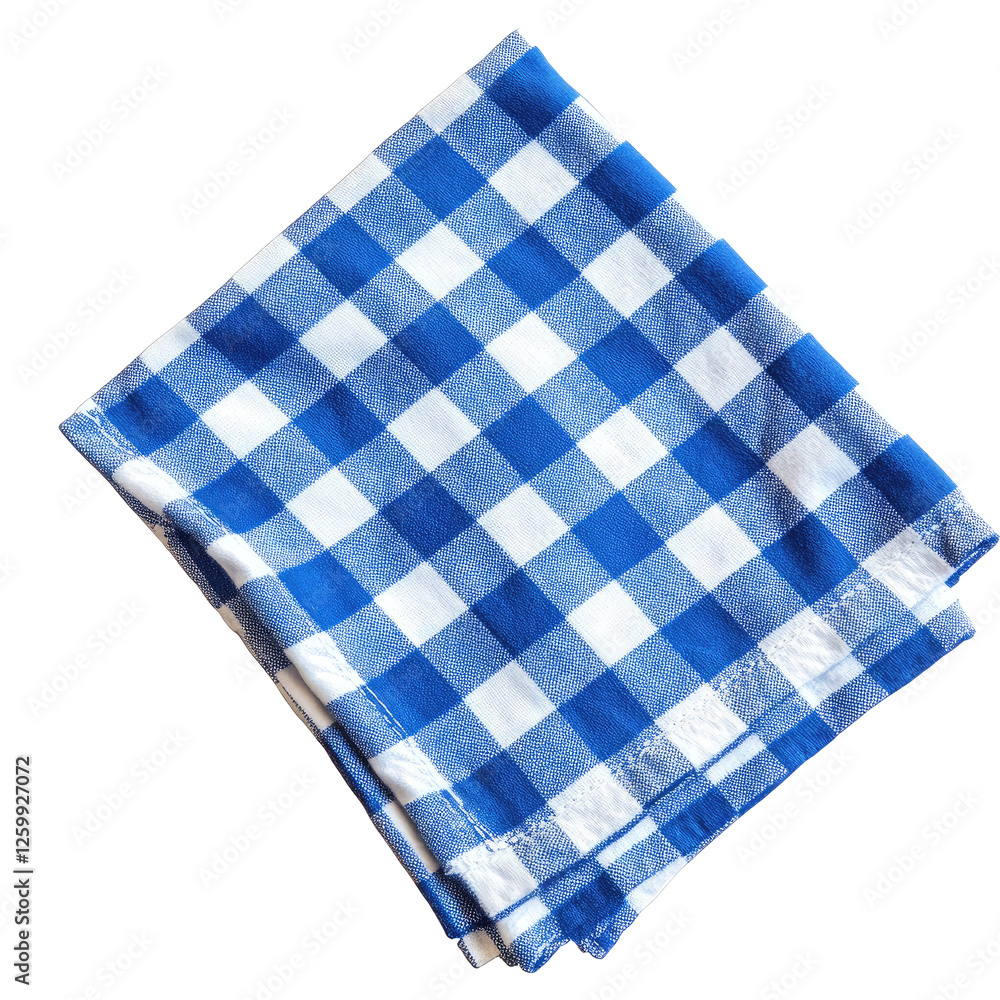 Folded checkered napkin on transparent background Folded checkered napkin on transparent background