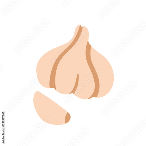 Garlic head and clove. Fresh natural aromatic spicy vegetable icon. Organic s...