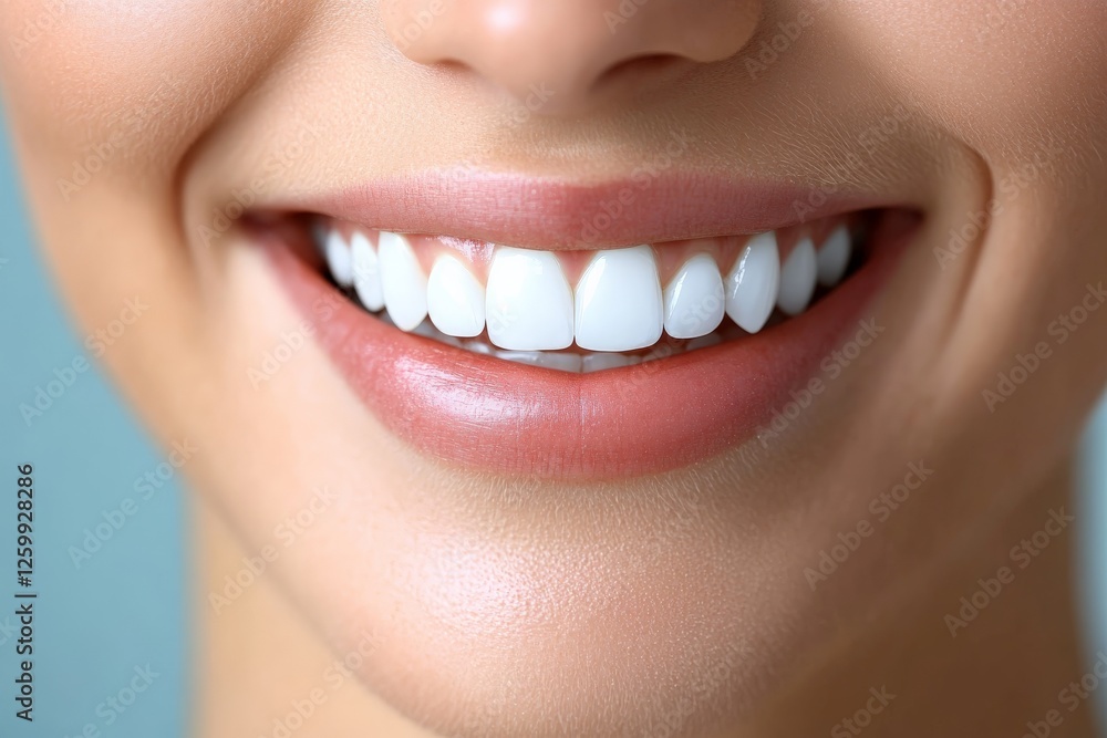 Fototapeta premium Bright white smile showcases healthy teeth and joyful expression in natural light