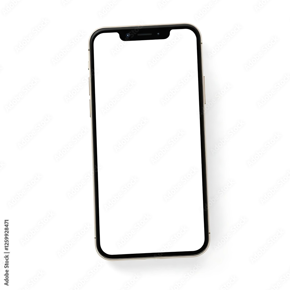 A 3D render of a modern smartphone with a blank screen, tilted slightly, isolated on a white background. A 3D render of a modern smartphone with a blank screen, tilted slightly, isolated on a white background.