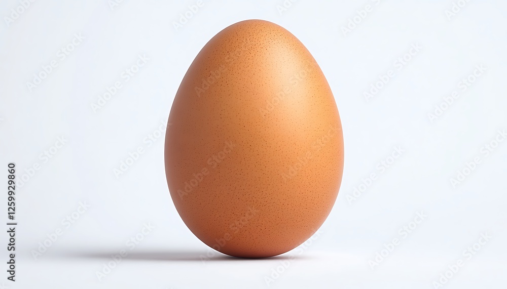 A single brown egg with a matte texture and slight shadow, isolated on a white background. A single brown egg with a matte texture and slight shadow, isolated on a white background.