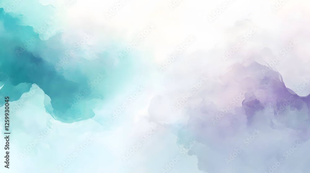 Abstract watercolor painting showcasing blend of teals and purples Abstract watercolor painting showcasing blend of teals and purples