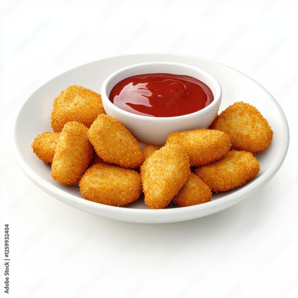 Chicken Nuggets with dipping sauce, isolated on white