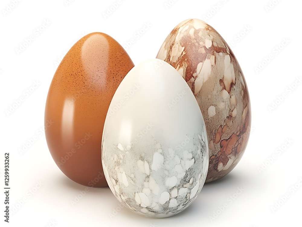 A perfectly round egg with a glossy surface, isolated on a white background. A perfectly round egg with a glossy surface, isolated on a white background.