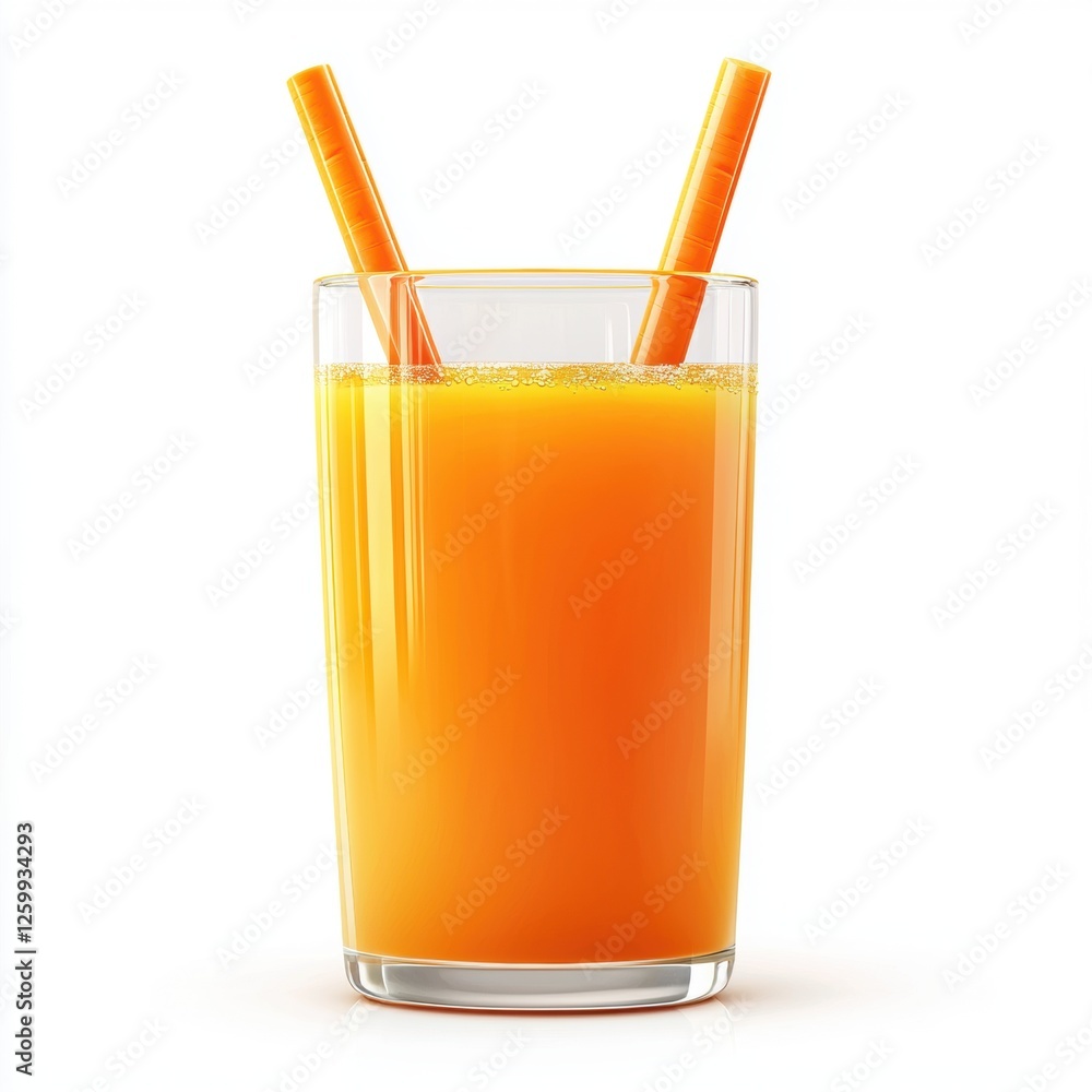 Fresh Carrot Juice in a glass, isolated on white Fresh Carrot Juice in a glass, isolated on white
