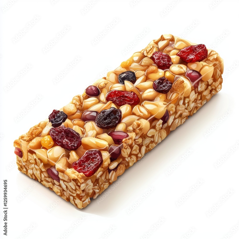 Granola Bar with dried fruits, isolated on white Granola Bar with dried fruits, isolated on white