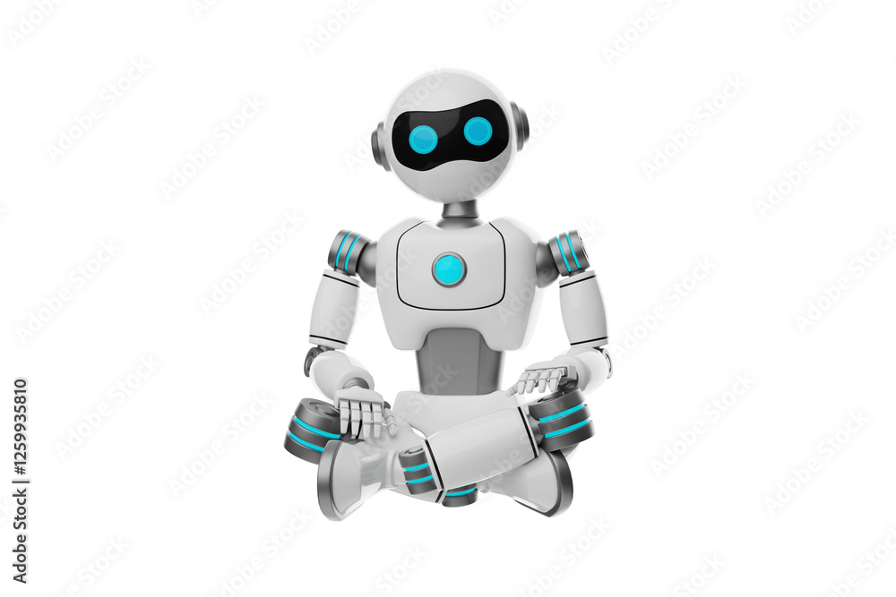 Robot sitting cross-legged 3D Character Illustration. Robot sitting cross-legged 3D Character Illustration.