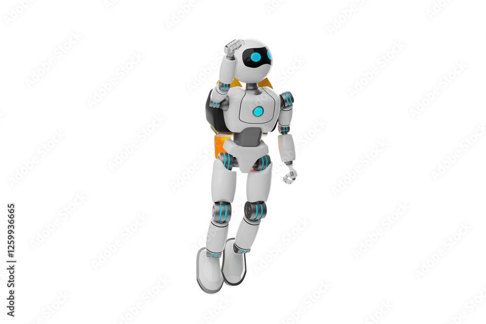 Fototapeta premium Robot fly with a jetpack 3D Character Illustration.