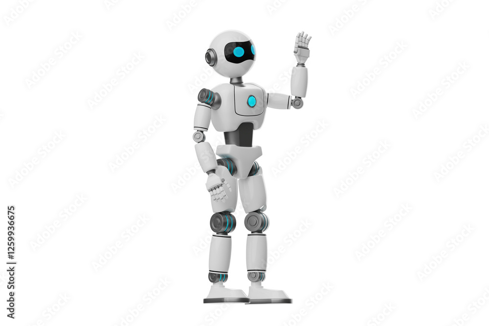 Robot wave hands 3D Character Illustration. Robot wave hands 3D Character Illustration.