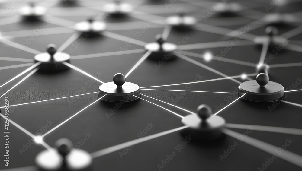 Abstract white background with black dots and lines, global network connection concept. technology banner or business presentation, low-poly style, high resolution