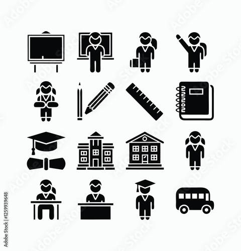 School vector icons symbol pack illustration creative concept