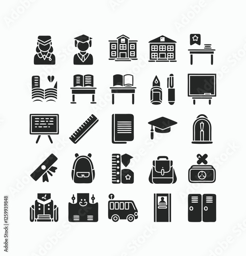 School vector icons symbol pack illustration creative concept