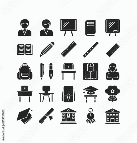 School vector icons symbol pack illustration creative concept