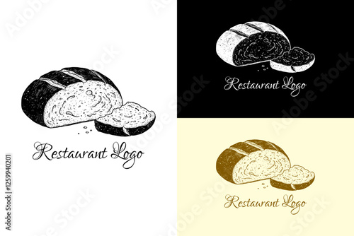 loaf of bread with a torn piece, bakery logo, baking, bread, restaurant, cake shop, cookies, food service, food cart, food stall, superstore, supermarket, diary, silhouette, logo, vector