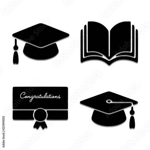 Black and white academic icons for education and achievement
