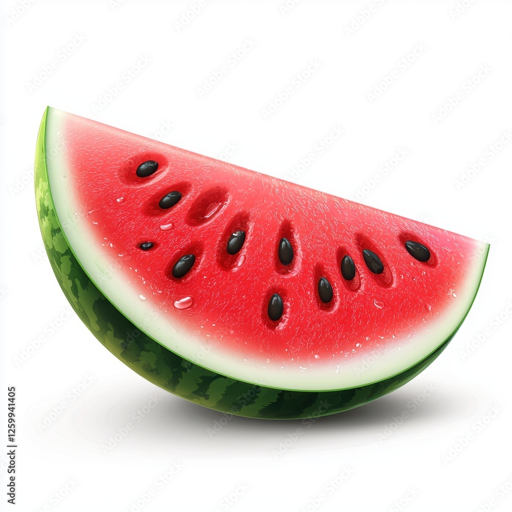 Fresh Watermelon Slice with juicy texture, isolated on white Fresh Watermelon Slice with juicy texture, isolated on white
