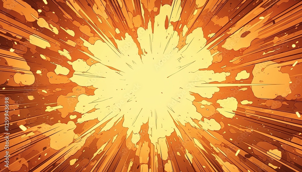 Fototapeta premium Bright orange comic book explosion burst background