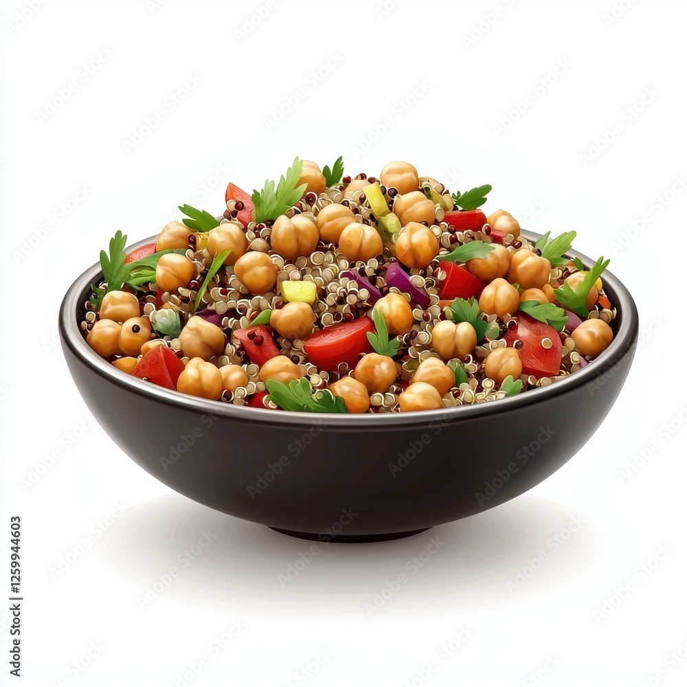 Quinoa Salad with roasted chickpeas, isolated on white Quinoa Salad with roasted chickpeas, isolated on white