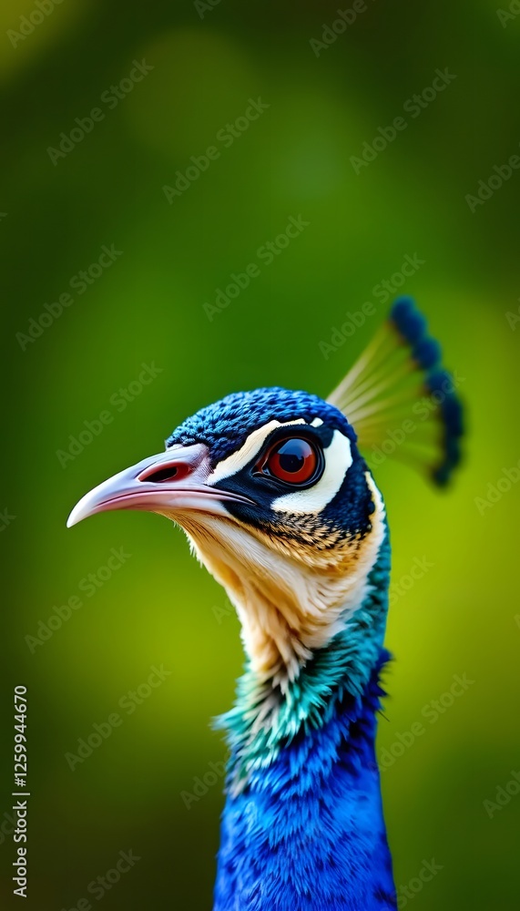 A Close Up Peacock head focused on eye and beautifull blue Feather Generated by Ai A Close Up Peacock head focused on eye and beautifull blue Feather Generated by Ai