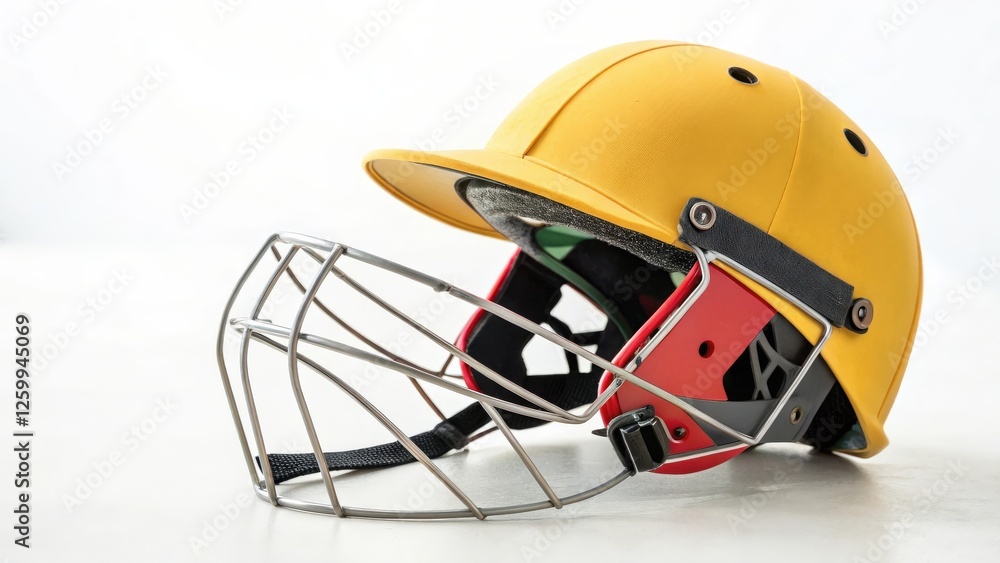 Fototapeta premium Yellow Cricket Helmet with Face Guard