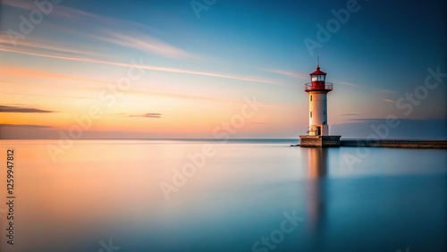 Wallpaper Mural Minimalist Lighthouse Seascape: Solitary Tower Against Serene Ocean Torontodigital.ca