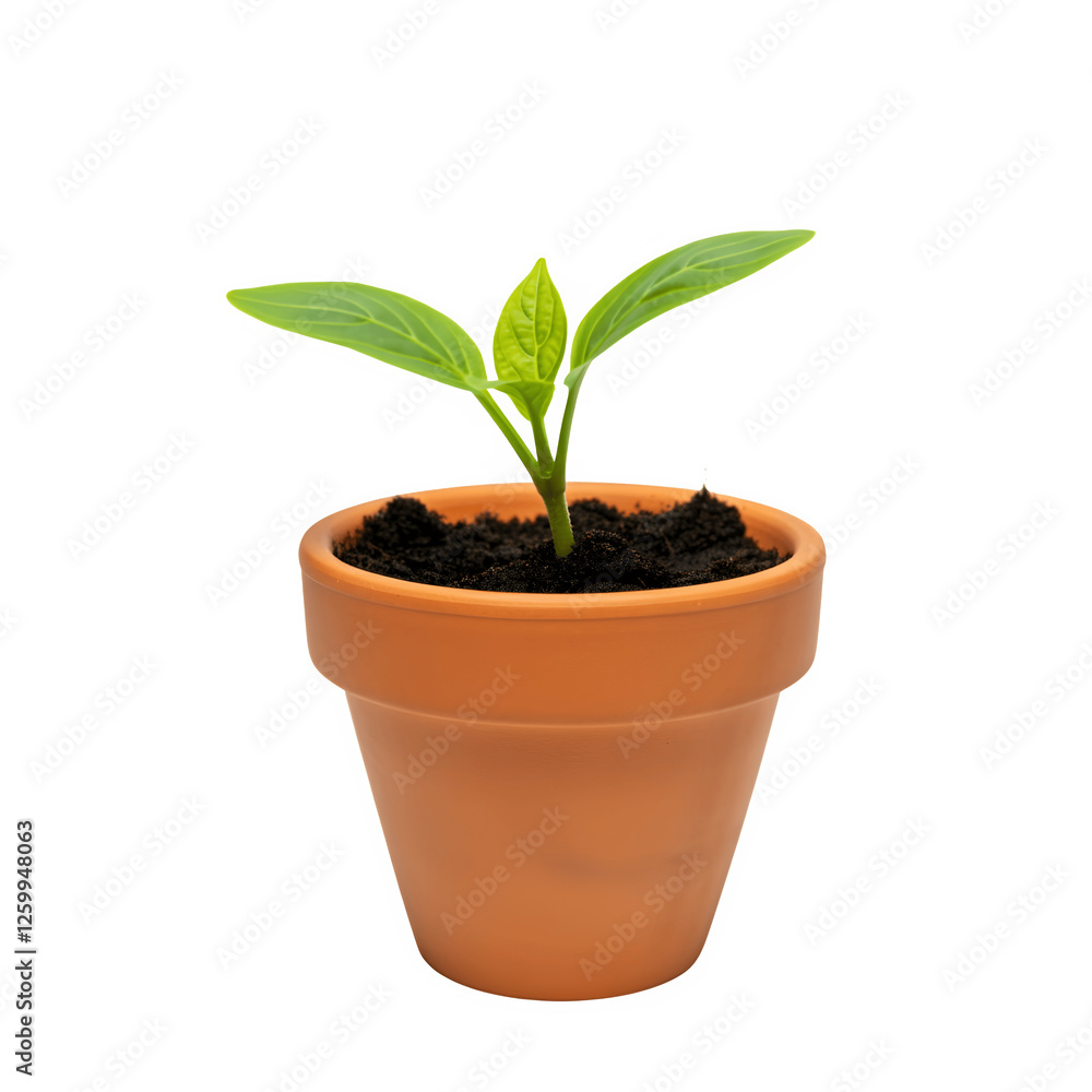 Seedling in Terracotta pot transparent background Seedling in Terracotta pot transparent background