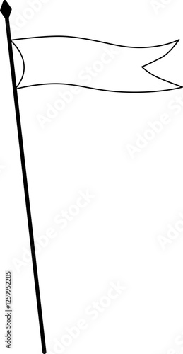 Retro pennant flags, banner pendants and waving blank signs on flagpoles, vector icon. Sport camp or university and varsity royal club pennant flags in white and black line outline or silhouettes. 