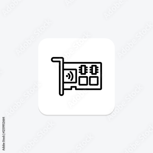 Network Card line icon, vector, pixel perfect, illustrator file