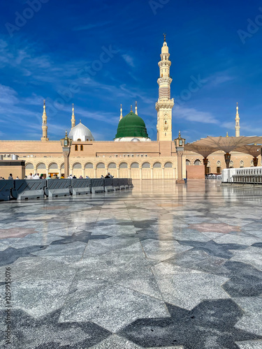 Al Madinah Al Munawwarah.this photo was taken from Al Masjid Al Nabawi, Madinah, Saudi Arabia.