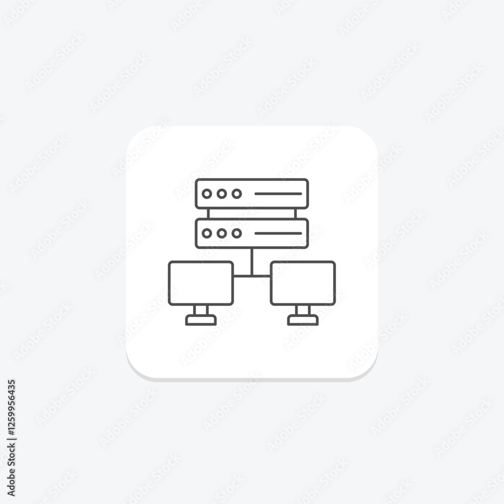 Network Attached thinline icon, vector, pixel perfect, illustrator file