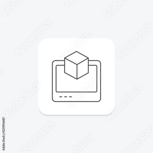 Virtual Machine thinline icon, vector, pixel perfect, illustrator file