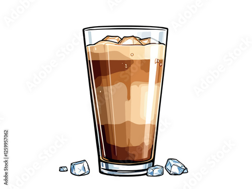 Vsai refreshing iced coffee beverage in a tall glass with ice cubes