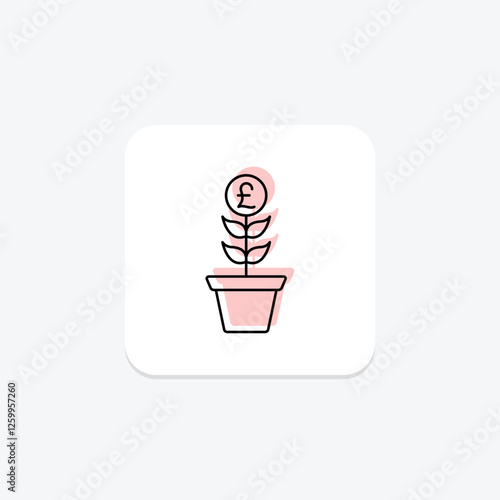 Money Plant color shadow thinline icon, vector, pixel perfect, illustrator file