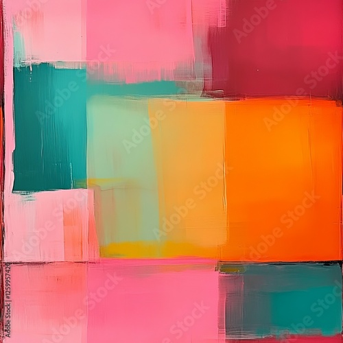 Wallpaper Mural A SEAMLESS vibrant abstract grid of squares and rectangles in red, orange and teal colors, arranged in a chaotic yet balanced pattern, Geometric Shapes Torontodigital.ca