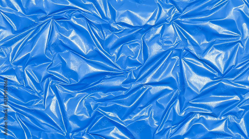 Obraz premium Wrinkled blue plastic texture studio high-resolution image neutral background close-up material study