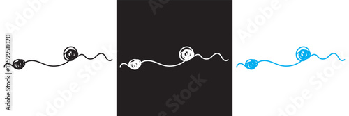 Chaotic, tangle continuous one line drawing. Brainstorming, mental health, psychology  Icon for web design, card, banner, flyer etc. isolated on white and black background. vector illustration. EPS 10