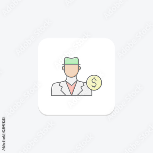 Stock Broker lineal color icon, vector, pixel perfect, illustrator file