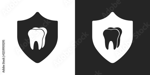 Teeth dental protection black and white icon vector design