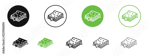 Sandwich icons in black and green colors collection