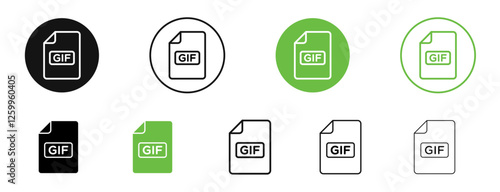 Gif icons in black and green colors collection