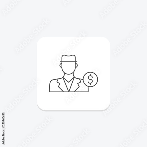 Stock Broker thinline icon, vector, pixel perfect, illustrator file