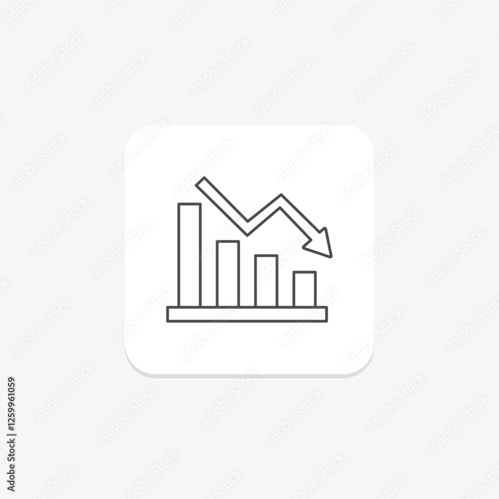 Stock Market Crash thinline icon, vector, pixel perfect, illustrator file Stock Market Crash thinline icon, vector, pixel perfect, illustrator file